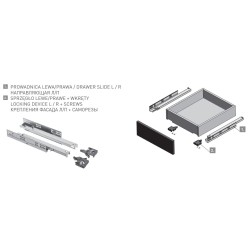 GTV – Prowadnica dolnego montażu Modern Slide OSHX-H do płyty 16mm, dł. 300–450mm, cichy domyk, pełny wysuw