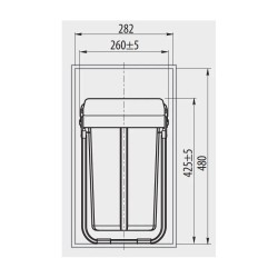 Segregator na śmieci Practi Eco 300 GTV 20L+10L, podwójny, 30L, antracyt