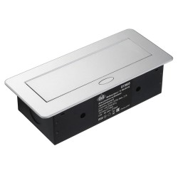 Gniazdo wpuszczane SOFT GTV przedłużacz biurkowy 2x230V, USB – Srebrny