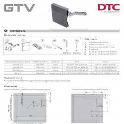 Podnośnik klap frontów GTV TOP-STAYS moc F 3200-9000, wys. frontu 400–700mm – biały/szary