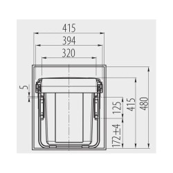 Segregator na śmieci Practi Eco 450 GTV 20L+2x10L, potrójny, 40L, antracyt