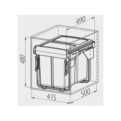 Segregator na śmieci Practi Eco 450 GTV 20L+2x10L, potrójny, 40L, antracyt