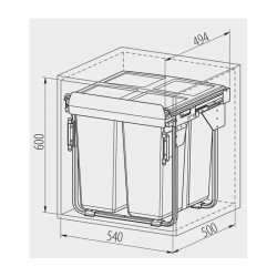 Segregator na śmieci Practi Eco 600 GTV 2x34L, podwójny, 68L, antracyt