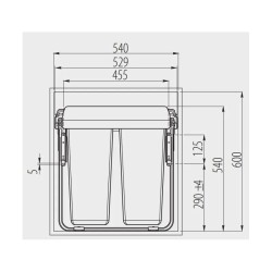 Segregator na śmieci Practi Eco 600 GTV 34L+2x17L, potrójny, 68L, antracyt