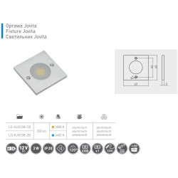 GTV – Oprawa LED JOVITA 3000K/6400K, kwadrat, aluminium