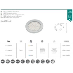 GTV – Oprawa LED z włącznikiem CASTELLO 3000K/6200K, okrągła, aluminium