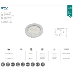 GTV – Oprawa LED bez włącznika CASTELLO 6500K, okrągła, aluminium