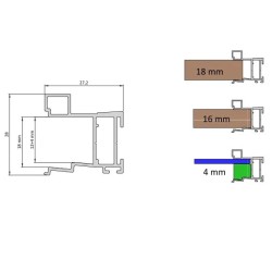 Rączka / listwa uchwytowa 2,7m GTV COTE 18 – bezramowy system przesuwny do płyt 16/18mm – Aluminium, Szampan