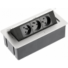 Gniazdo wpuszczane SOFT biurkowe 3x230V, Czarne, Białe, Srebrne