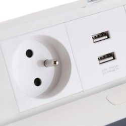 GTV – Gniazdo wpuszczane SOFT przedłużacz biurkowy 2x230V, USB – Biały