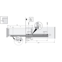 Hettich Quadro 25 z Silent System, 350 mm, lewy