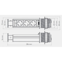 GTV – MIKROPORT fi-60 ELITE 3 gniazda