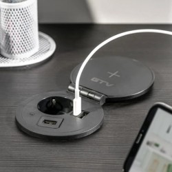 Przedłużacz biurkowy wpuszczany CHARGER PLUS łindukcja, 230V, HDMI