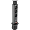 Gniazdo wysuwane z blatu, przedłużacz meblowy 3x230V, USB, fi–60mm
