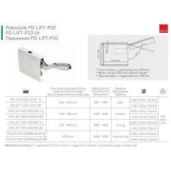 GTV – Podnośnik klap frontów STRONG PLUS moc F 2600–5000, wys. frontu 600mm, push to open - biały - PD-STRONG-PLUS-1