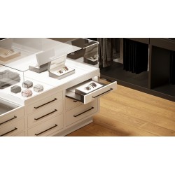 GTV – Szuflada Axis Pro GLASS, szklane boki, H-116mm, L-350mm, cichy domyk - biała - PB-AXISPRO-GLASS-KPL350B1