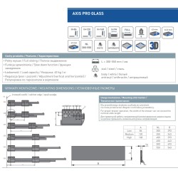 GTV – Szuflada Axis Pro GLASS, szklane boki, H-116mm, L-350mm, cichy domyk - biała - PB-AXISPRO-GLASS-KPL350B1