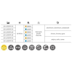 GTV – Zestaw 3 LED LUGO 3000K/6400K, 3x8W, 220V, z transformatorem, chrom