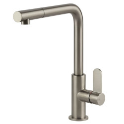 GESSI – HELIUM Bateria jednouchwytowa z wyciąganą wylewką 50103.149, Finox (Nikiel szczotkowany)