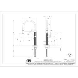 GESSI – 316 CESELLO Bateria jednouchwytowa półprofesjonalna 60014.707, Czarny metal szczotkowany PVD