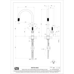 GESSI – VENTI20 Bateria jednouchwytowa 60622.720, wyciągana wylewka, Nikiel PVD