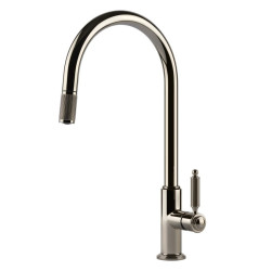 GESSI – VENTI20 Bateria jednouchwytowa 60622.720, wyciągana wylewka, Nikiel PVD