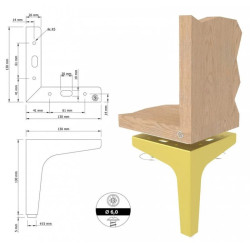 GTV – Nóżka meblowa STGY wys. 100, 130 mm – Złoto