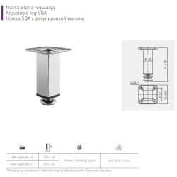 Nóżka meblowa kwadratowa SQA 100x30x30 mm, chrom