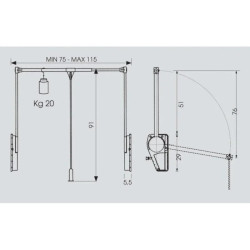 Pantograf PROAKCES Ambos Super Lift – Czarny | 750–1170 mm | Do 20kg