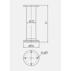 Nóżka meblowa okrągła BD868 h-100, walec fi-32 mm, podstawa fi-54 mm