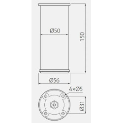 Nóżka meblowa okrągła BD869 h-150, walec fi-50 mm, podstawa fi-54 mm