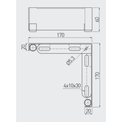 Nóżka meblowa narożna STSL 170x170 h-60 chrom