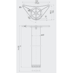 Noga meblowa okrągła 110x60 do blatu, biurka oraz stołu - inox