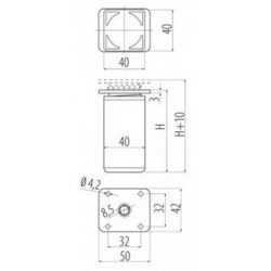 Nóżka kwadratowa GTV 150x40x40 mm - aluminium