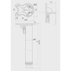 Noga meblowa składana, 870x50 mm, stal, czarna