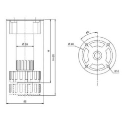 Nóżka kuchenna do cokołu H-100 mm gruby gwint Bi-Plast