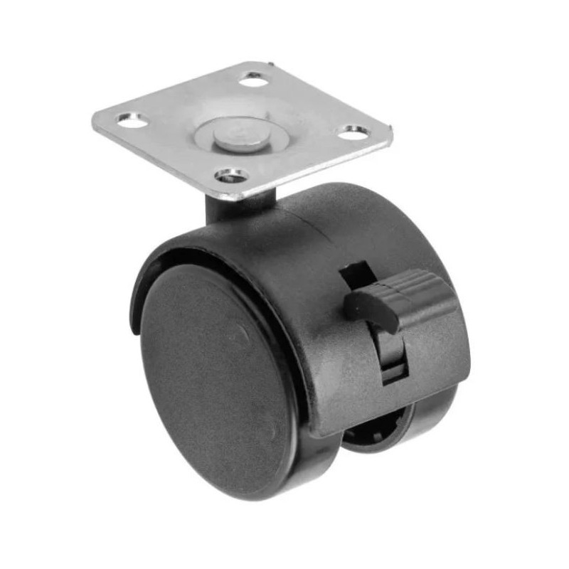 Kółko meblowe obrotowe D20 fi-40 mm z hamulcem - czarne