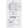 Kółko meblowe fi35 mm obracane A przezroczyste