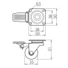 Kółko meblowe fi35 mm obracane A przezroczyste z hamulcem