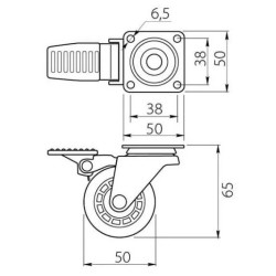 Kółko meblowe fi50 mm obracane A z hamulcem