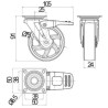 Kółko meblowe B SHIFT fi-75 mm obracane z hamulcem