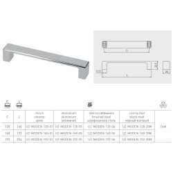 Uniwersalny prostokątny uchwyt do mebli MODENA