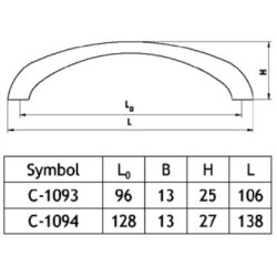 Elegancki prosty uchwyt do mebli VIRGO