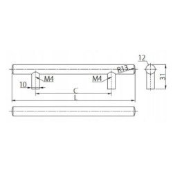 Uchwyt meblowy do szuflady, szafki, relingowy, inox C-840 L-920
