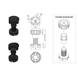 Nóżka meblowa KUCHENNA H-60mm Bi-Plast