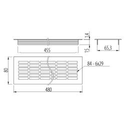 Kratka wentylacyjna do lodówki, mebli, kaszmir 80x480
