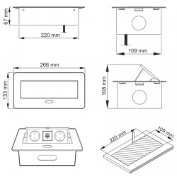 Gniazdo wpuszczane w blat KOMBIBOX złoty mat, 2 x 230V, USB C, USB A