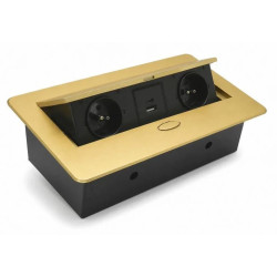 Gniazdo wpuszczane w blat KOMBIBOX złoty mat, 2 x 230V, USB C, USB A