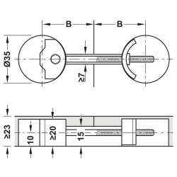 Złącza do blatu Hafele, fi35, długość trzpienia 81 lub 165 mm