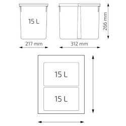 Sortownik, segregator na śmieci HAFELE Unico do szafki 500 mm 2x 15L
